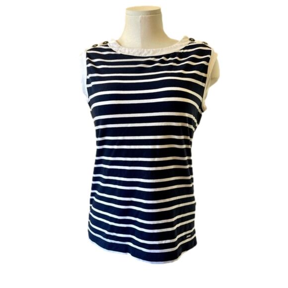 NAUTICA Navy/White Striped Sleeveless Top | EUC | Medium - Picture 1 of 8